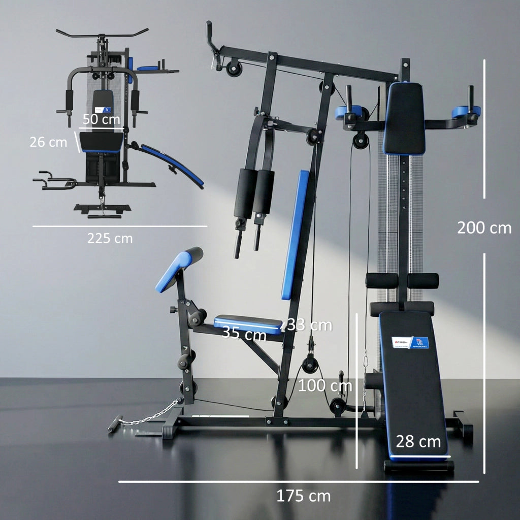 Attrezzatura Palestra Casa con Banco Pesi 65 kg ¨C zephmum ¨C Nero e Blu
