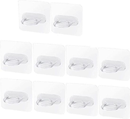 Kit di appesi per asciugamani 10 pezzi - Autoadesivi - Ganci rotondi - Impermeabili all'acqua - PVC - Dimensioni 7 x 7 cm - Appesi per parete