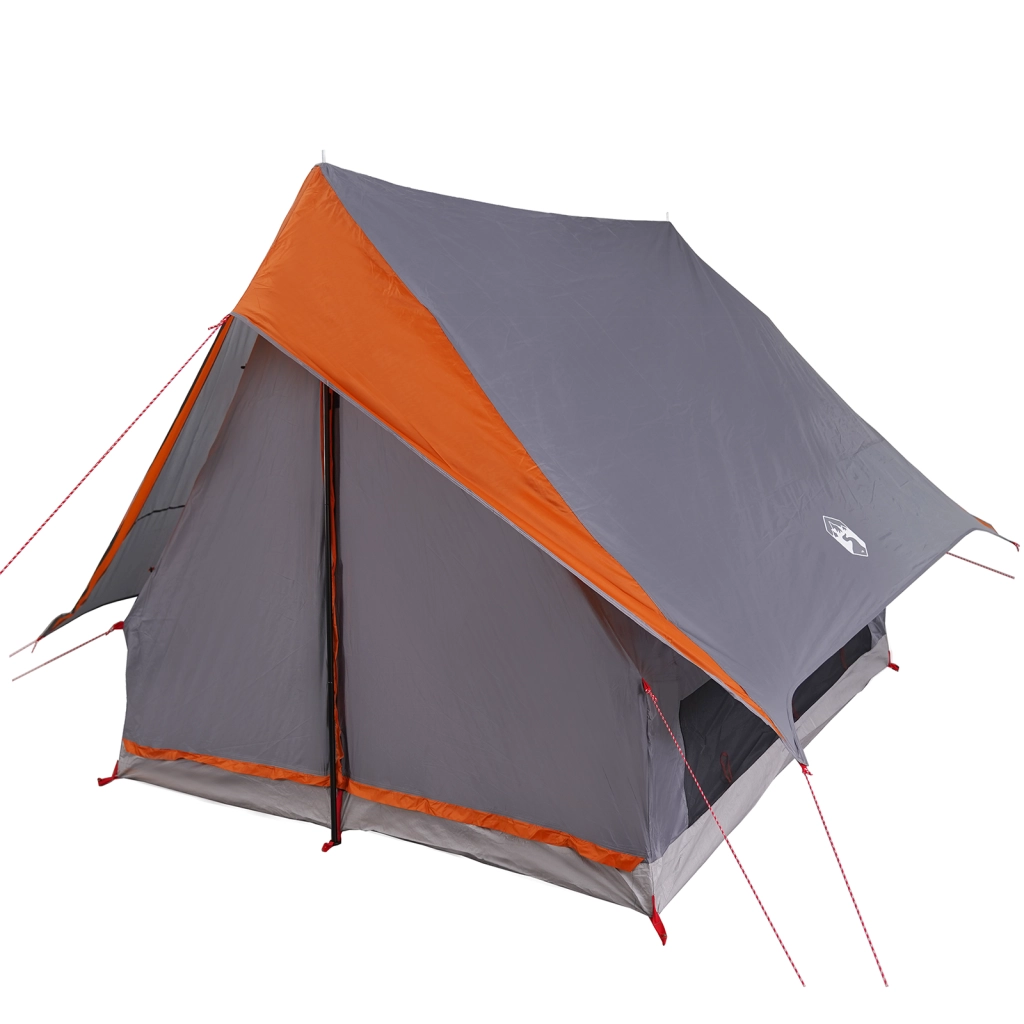 Tenda da campeggio a forma di A per 3 persone grigia e arancione impermeabile