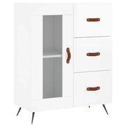 Credenza | Madia | Buffet da pranzo | Armadio da pranzo 69,5x34x90 cm in Legno Multistrato Bianco Lucido
