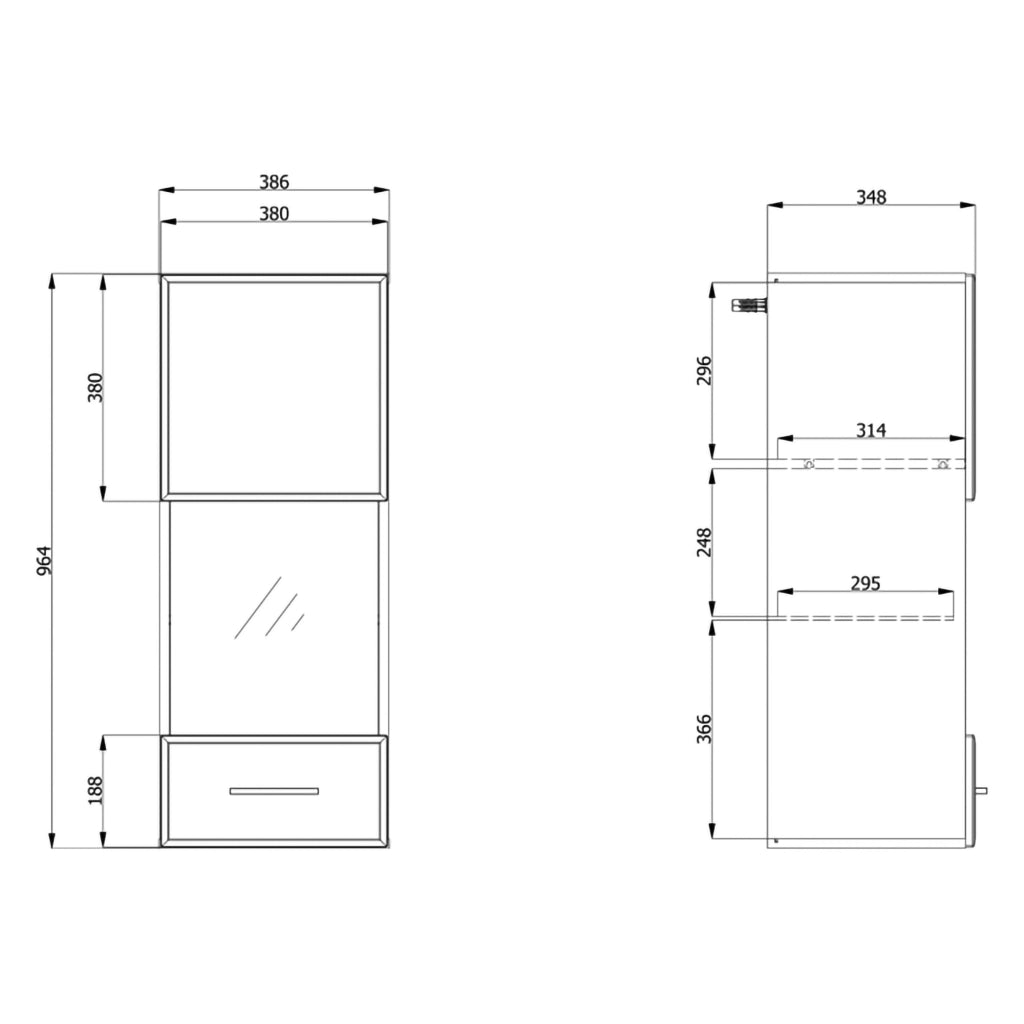 Gonnes, Mobile Pensile 2 Ripiani, 39x96h cm Bianco Opaco