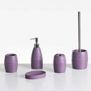Set di 5 accessori per il bagno Dispenser per portasapone Spazzola da toilette Porta spazzolini viola stile elegante