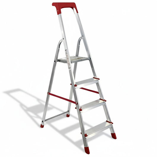 Scala Domestica in Alluminio Martina Leggera Portatile Scaletto Vaschetta Portaoggetti Pieghevole Robusta Salv 4 gradini