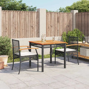 Set da Pranzo da Giardino 3 pz con Cuscini Nero in Polyrattan 3213560