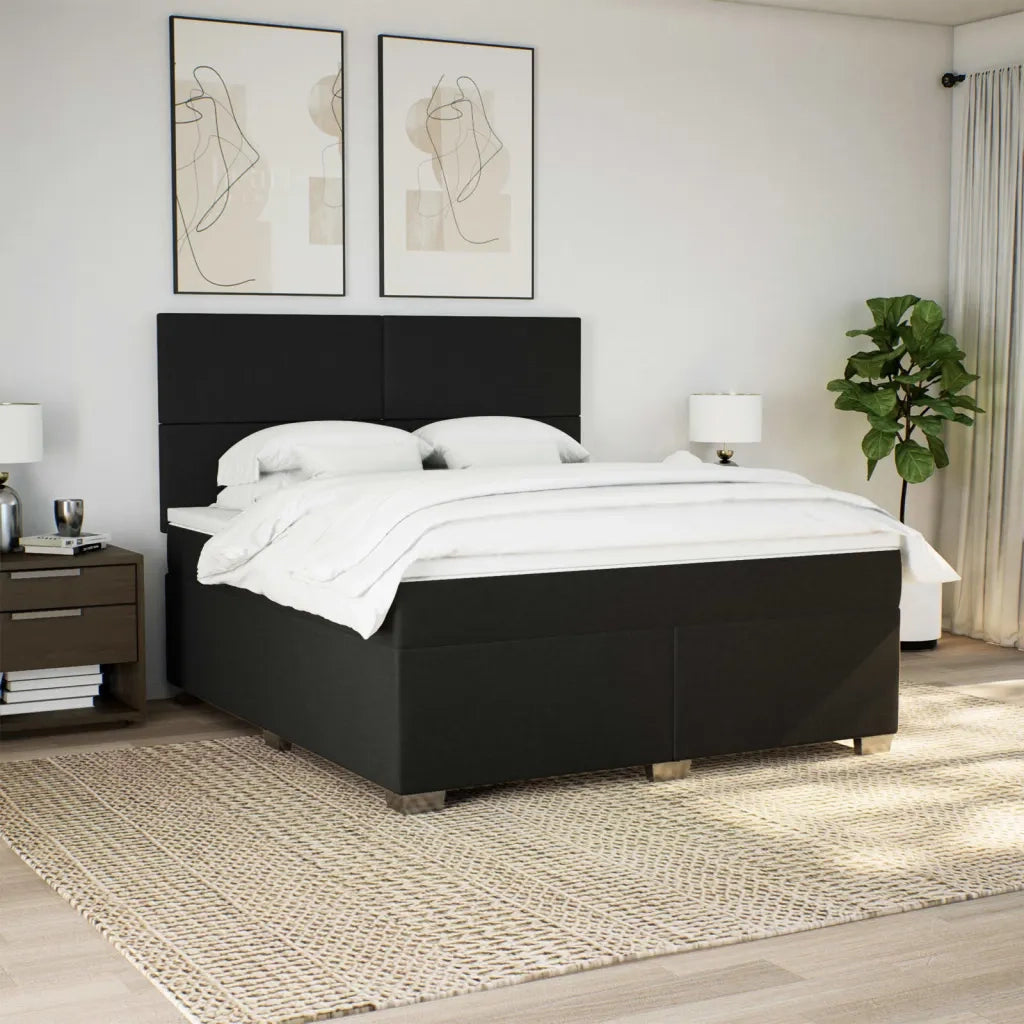 Giroletto a Molle con Materasso Nero 180x200 cm in Tessuto 3292862