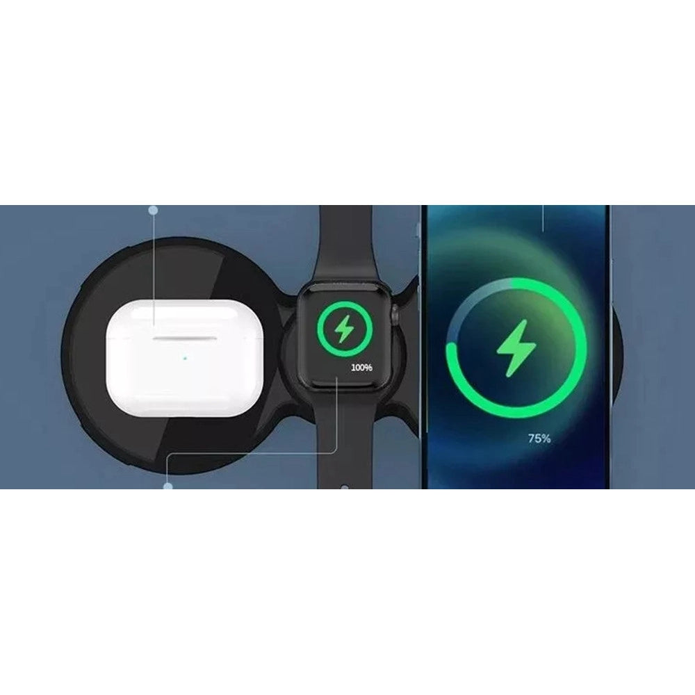 Trade Shop - Caricatore Wireless 3in1 Q-wx700 Stazione Di Ricarica Rapida 20w Per Smartphone Smartwatch -
