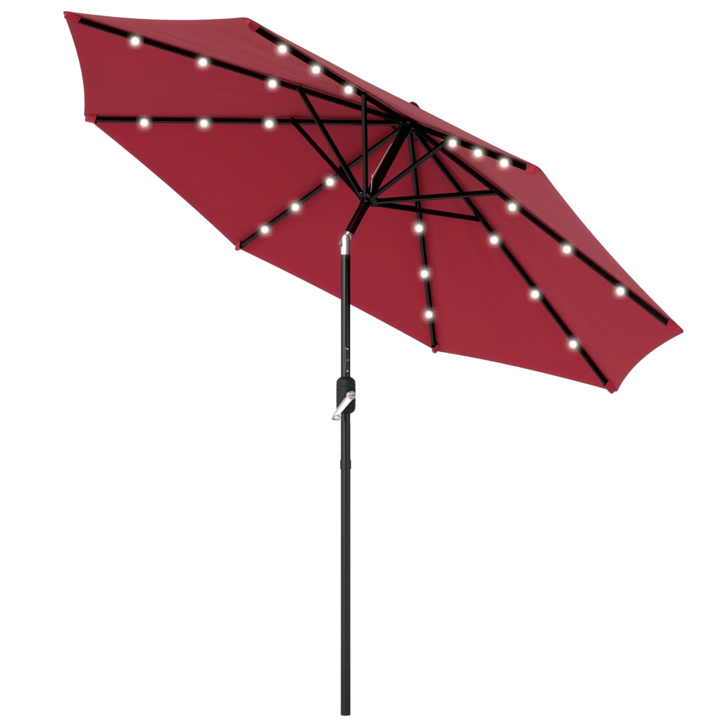Parasole da giardino inclinabile ¨C zephmum ¨C LED solare, ? 2,7 m, rosso bordeaux