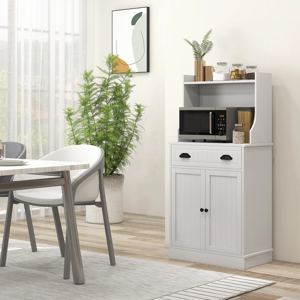 Mobile per cucina con microonde armadio 1 cassetto 2 ante ¨C zephmum ¨C bianco 61x35x125 cm