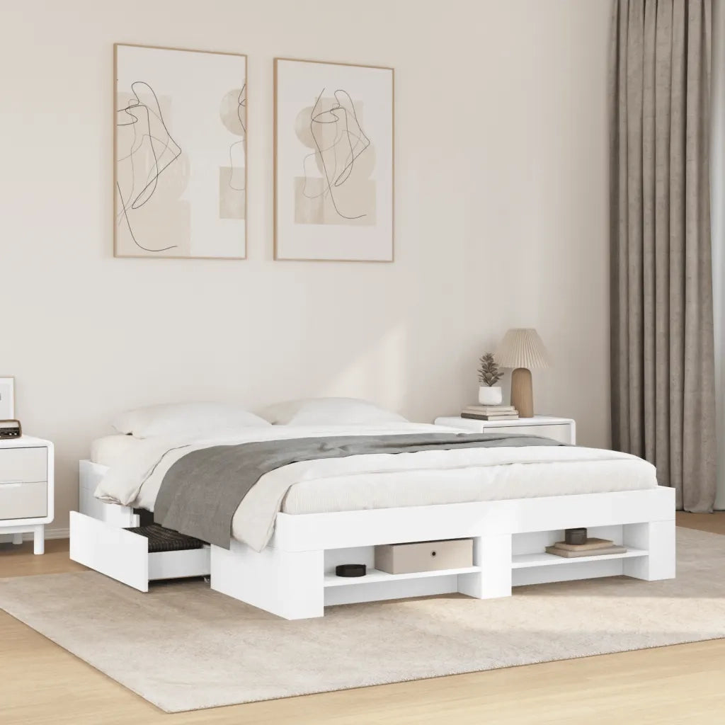 Giroletto senza Materasso Bianco 160x200cm in Legno Multistrato