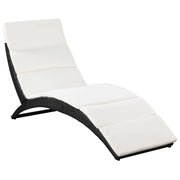 Lettino prendisole sedia a sdraio lettino prendisole letto da giardino mobili da giardino mobili da esterno pieghevoli con cuscino resina intrecciata nera 02_0012858