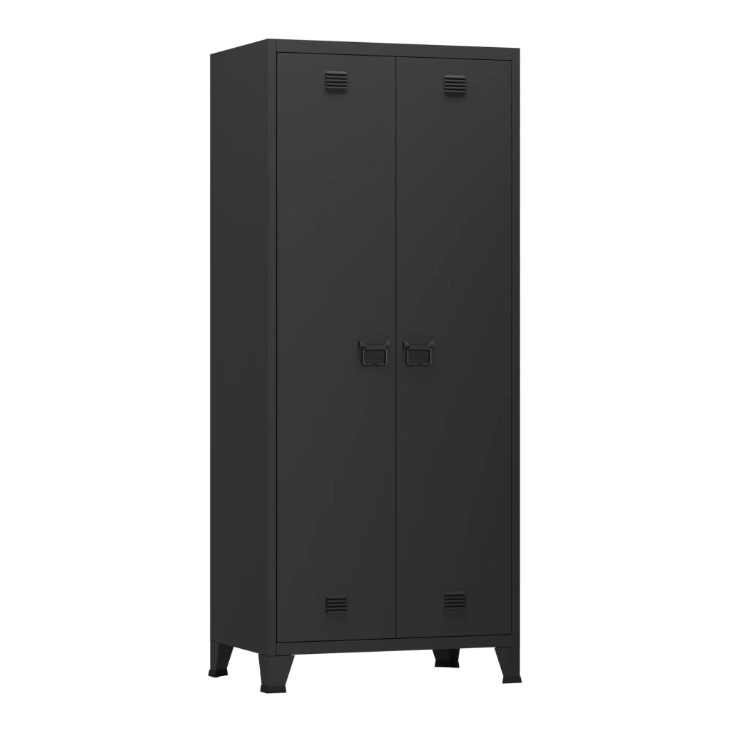Mobiletto/scaffale per camera da letto in acciaio nero 180 x 90 x 40 cm 03_0008873