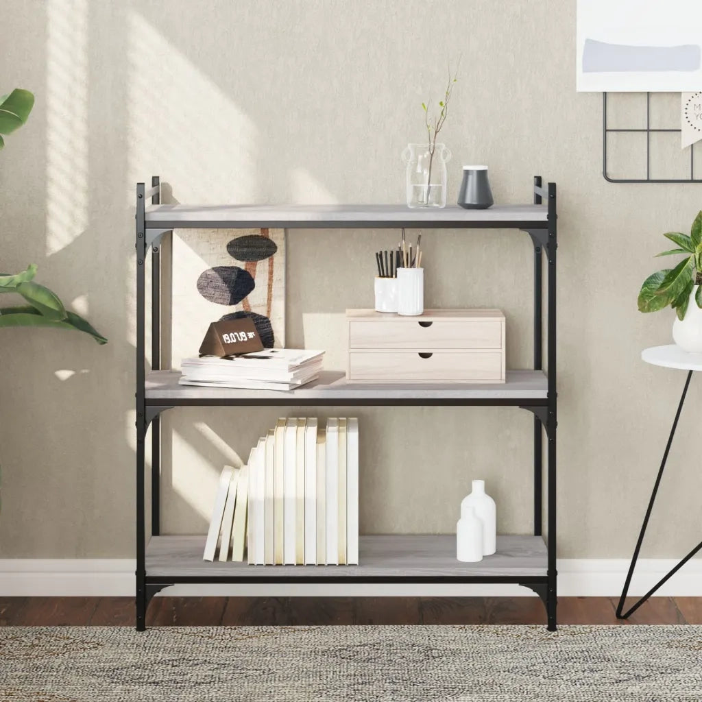 Libreria a 3 Ripiani Grigio Sonoma 80x30x86cm Legno Multistrato 837670