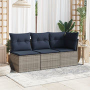 Divano Giardino Senza Braccioli con Cuscini Grigio Polyrattan 366147