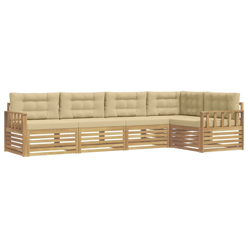 Set di divani da esterno 6 pcs Bianco e Beige Poliestere