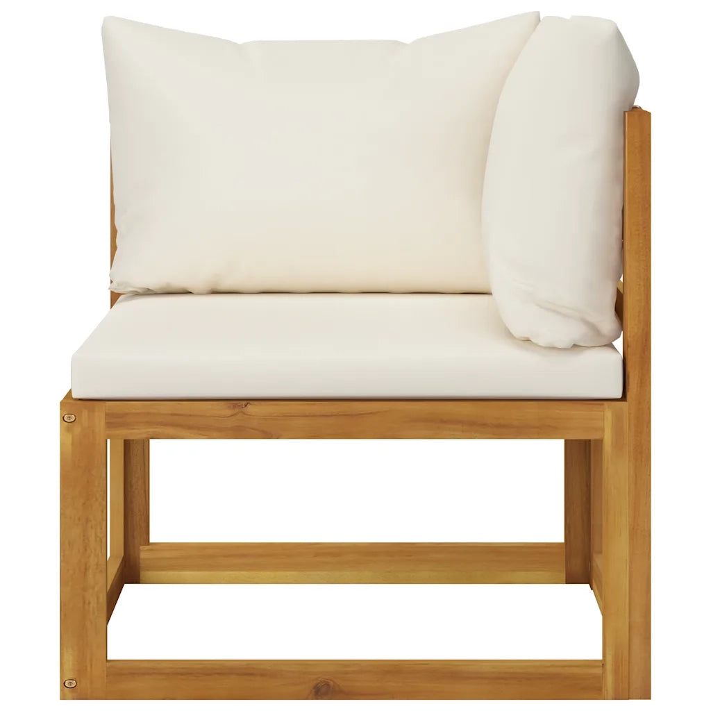 Set Divani da Giardino 6 pz con Cuscini Crema Massello Acacia cod mxl 51255