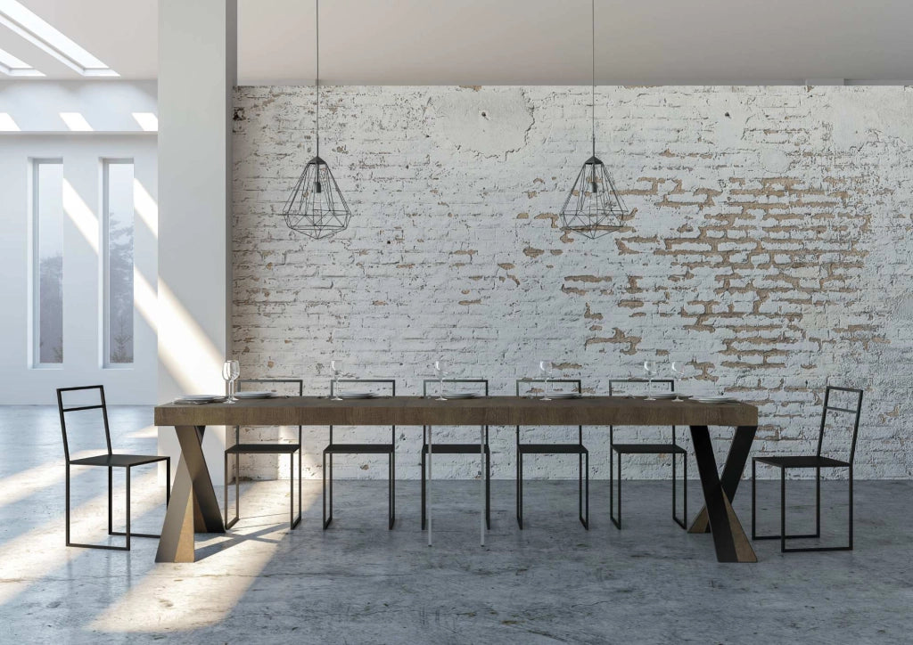 Consolle allungabile 90x40/300 cm Diagis Premium Noce telaio Antracite