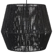 Lampada a sospensione corda carta nero 127 cm paralume materiale naturale boho