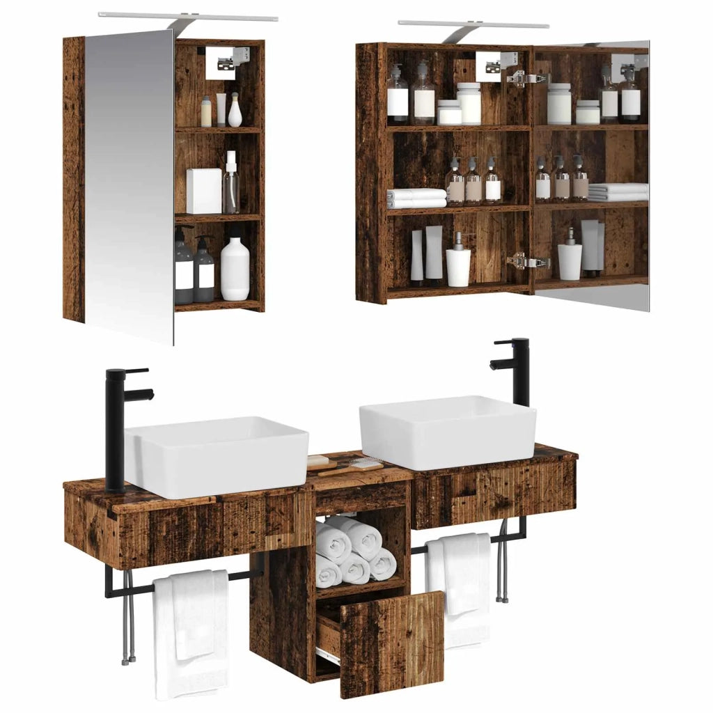 Set di Armadi da Bagno 5 pcs Legno antico 50 x 14,5 x 70 cm 3406317