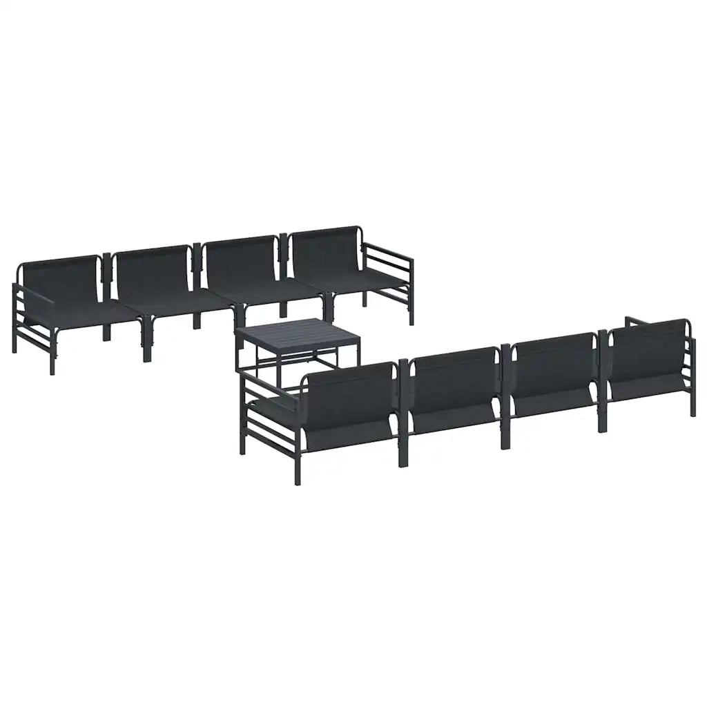 Set Divano da Giardino con cuscino 9 pcs Nero Acciaio 3378958