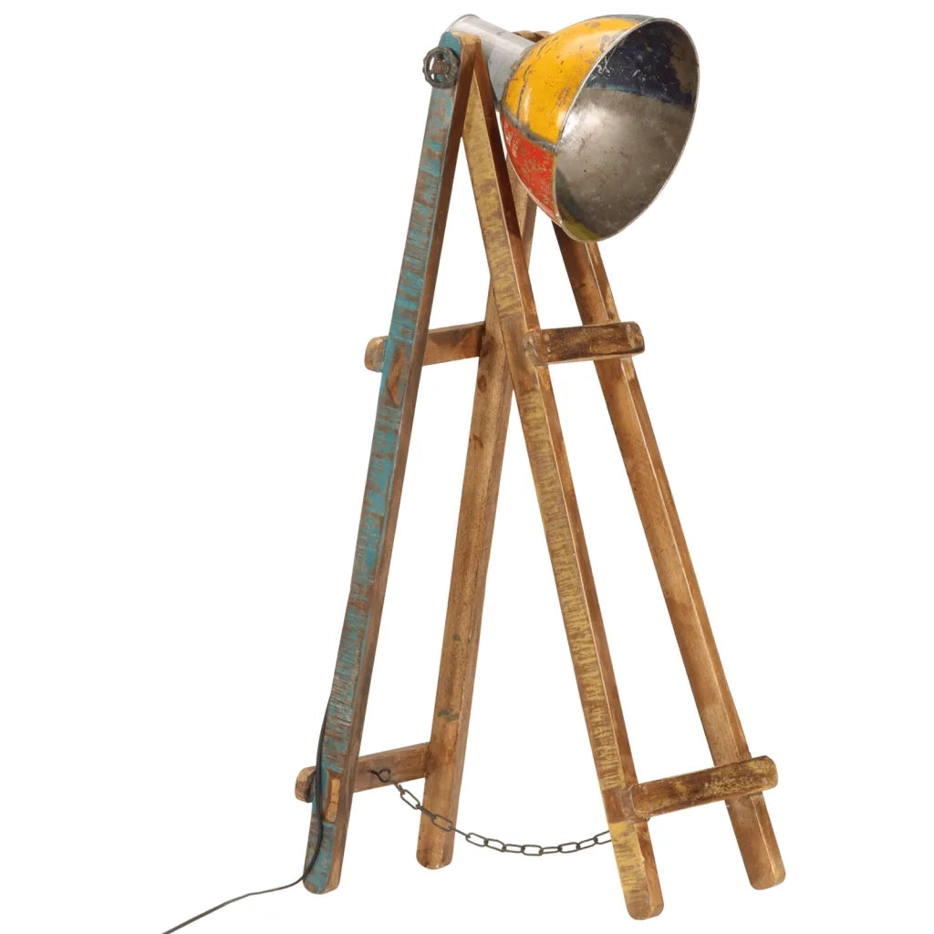 vidaXL Lampada da Terra Multicolore E27 in Legno Massello di Mango