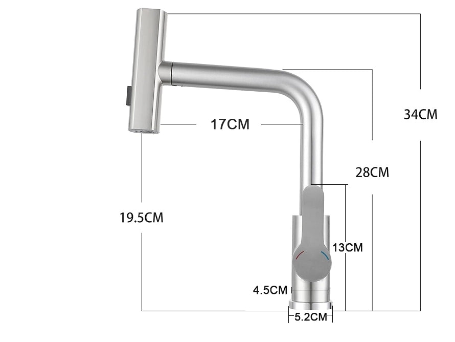 ZMH Miscelatore da Cucina Estraibile con Lancia Girevole 360° in Acciaio Inossidabile