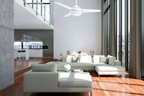 Vam Ventilatore da soffitto bianco 122 cm con luce e telecomando con sensore temperatura