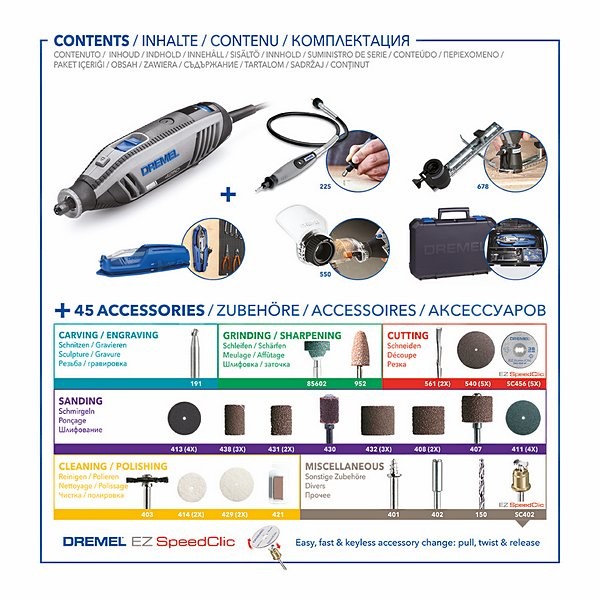 Dremel 4250-3/45 (F0134250JF) – Multitool a Rete 175 W + 45 Accessori
