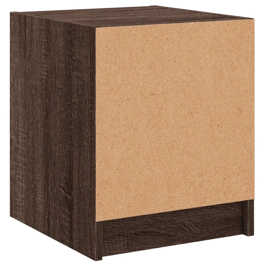 Comodino con Anta in Vetro Rovere Marrone 35x37x42 cm 836355