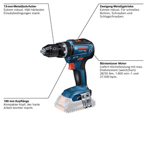 TRAPANO AVVITATORE CON PERCUSSIONE GSB 18V-55 + 82 PUNTE E INSERTI ASSORTITI - 06019H530A