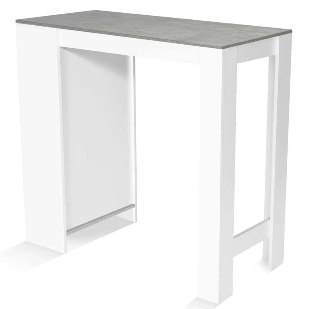 IDMarket - Tavolo alto da bar BARTH per 2-4 persone, legno bianco, piano effetto cemento