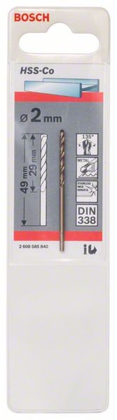 2608585840 - Punte per metallo HSS-Co, DIN 338 2 x 29 x 49 mm