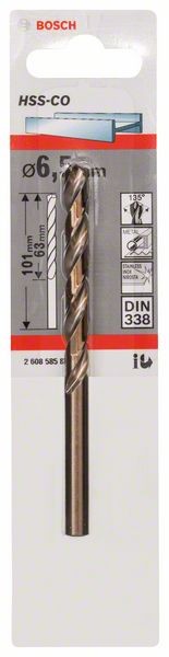 2608585856 - Punte per metallo HSS-Co, DIN 338 6,5 x 63 x 101 mm
