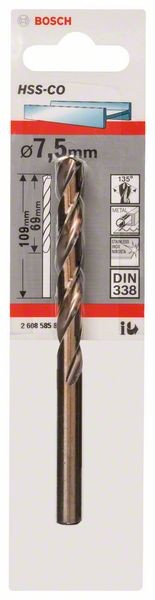 2608585859 - Punte per metallo HSS-Co, DIN 338 7,5 x 69 x 109 mm