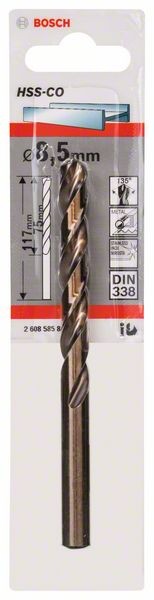 2608585861 - Punte per metallo HSS-Co, DIN 338 8,5 x 75 x 117 mm
