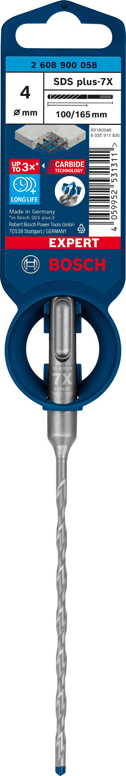 2608900058 - PUNTA SDS PLUS 4 TAGLIENTI D.4mm X 50mm x 165mm