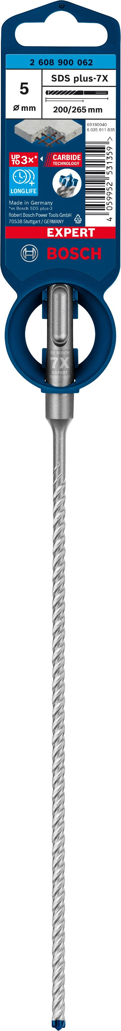 2608900062 - PUNTA BOSCH SDS PLUS 4 TAGLIENTI D.5mm X 200mm X 265mm