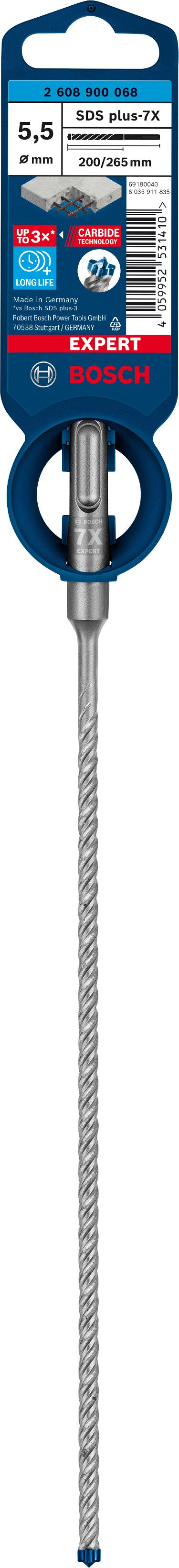 2608900068 - PUNTA BOSCH SDS PLUS 4 TAGLIENTI D.5,5mm x 200mm X 265mm