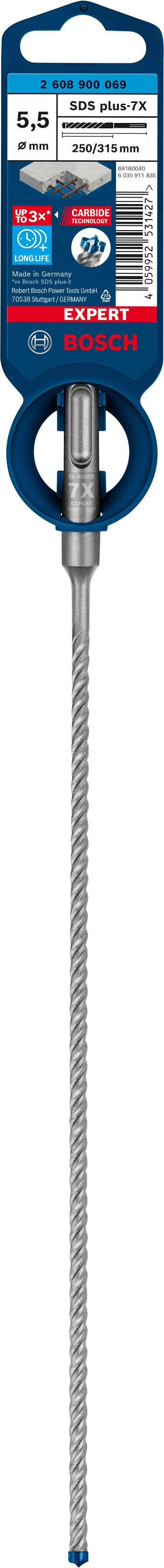 2608900069 - PUNTA BOSCH SDS PLUS 4 TAGLIENTI D.5,5mm X 250mm X 315mm