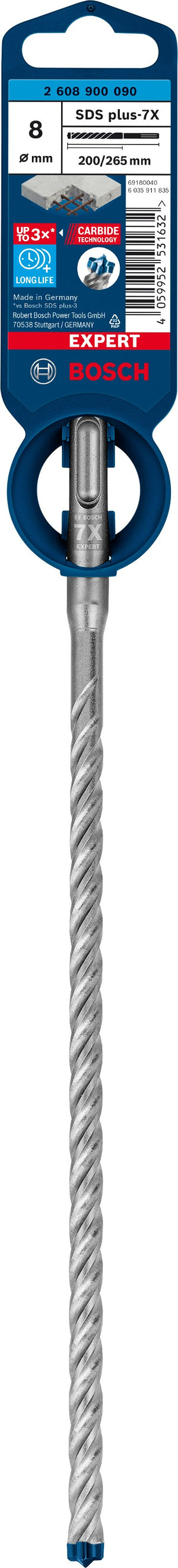 2608900090 - PUNTA BOSCH SDS PLUS 4 TAGLIENTI D.8mm X 200mm X 265mm