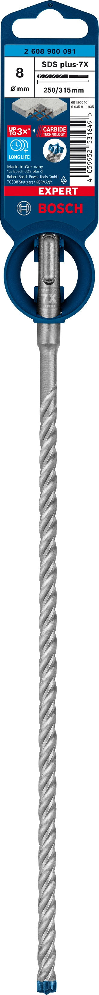 2608900091 - PUNTA BOSCH SDS PLUS 4 TAGLIENTI D.8mm X 250mm X 315mm