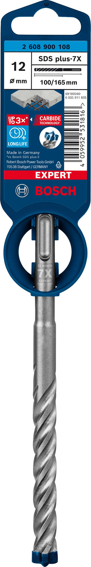 2608900108 - PUNTA BOSCH SDS PLUS 4 TAGLIENTI D.12mm X 100mm X165mm