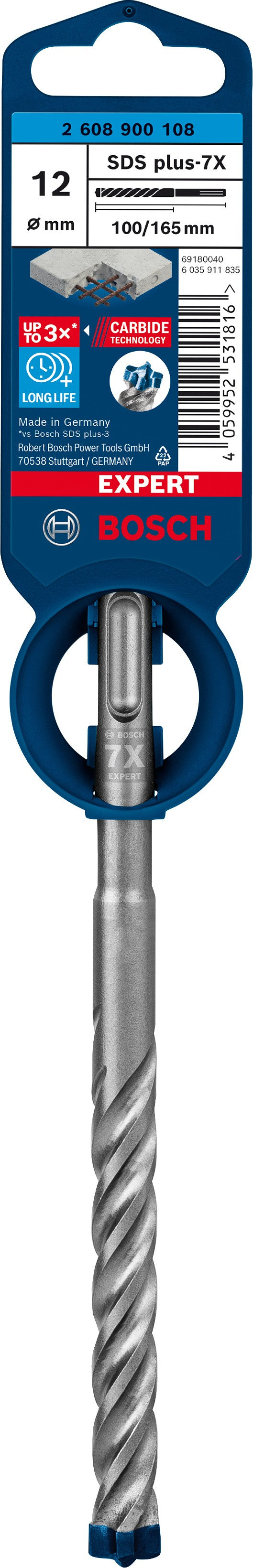 2608900108 - PUNTA BOSCH SDS PLUS 4 TAGLIENTI D.12mm X 100mm X165mm