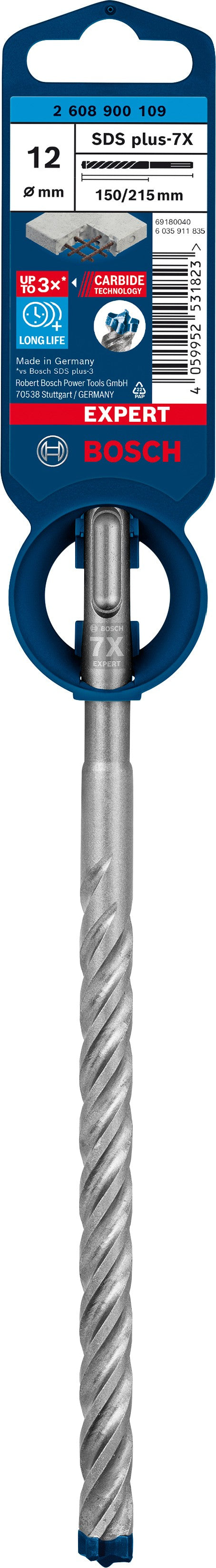 2608900109 - PUNTA BOSCH SDS PLUS 4 TAGLIENTI D.12mm X 150mm X 215mm