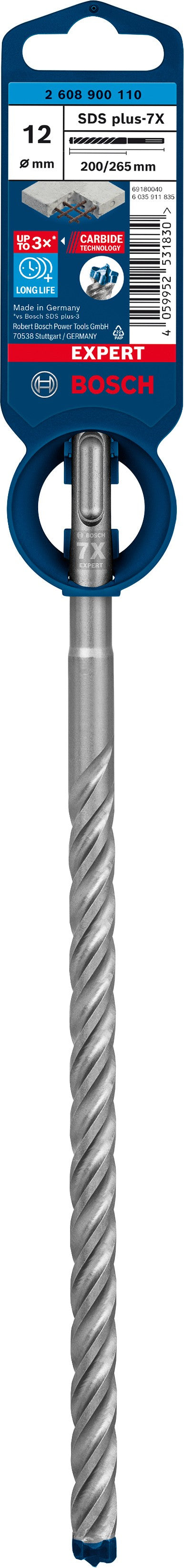 2608900110 - PUNTA BOSCH SDS PLUS 4 TAGLIENTI D.12mm X 200mm X 265mm