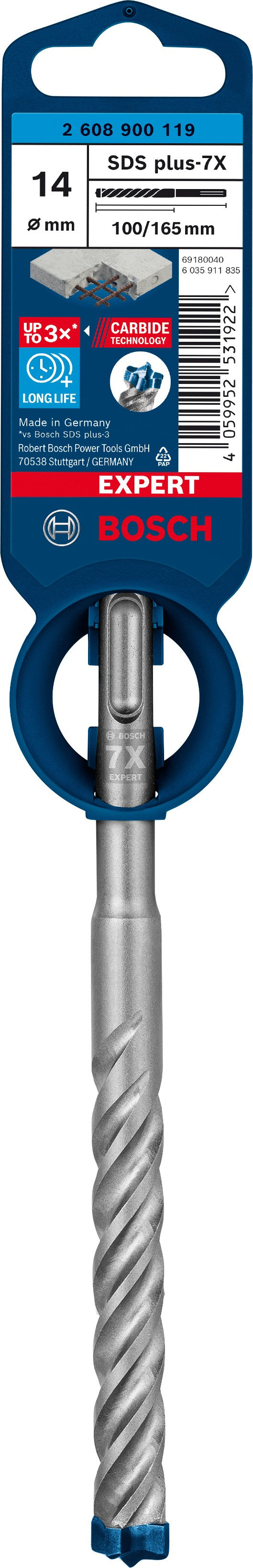 2608900119 - PUNTA BOSCH SDS PLUS 4 TAGLIENTI D.14mm X 100mm X 165mm