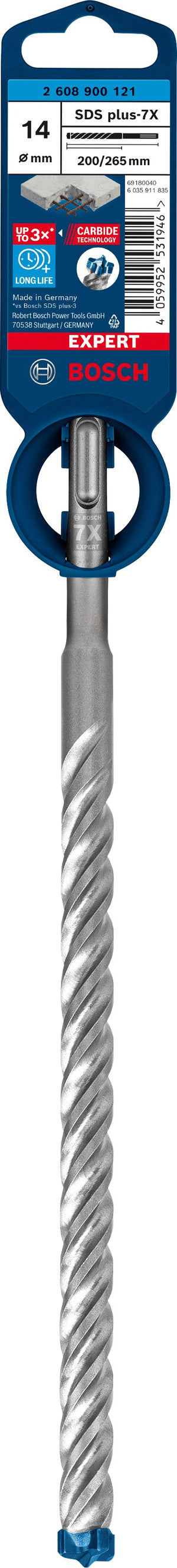 2608900121 - PUNTA BOSCH SDS PLUS 4 TAGLIENTI D.14mm X 200mm X 265mm