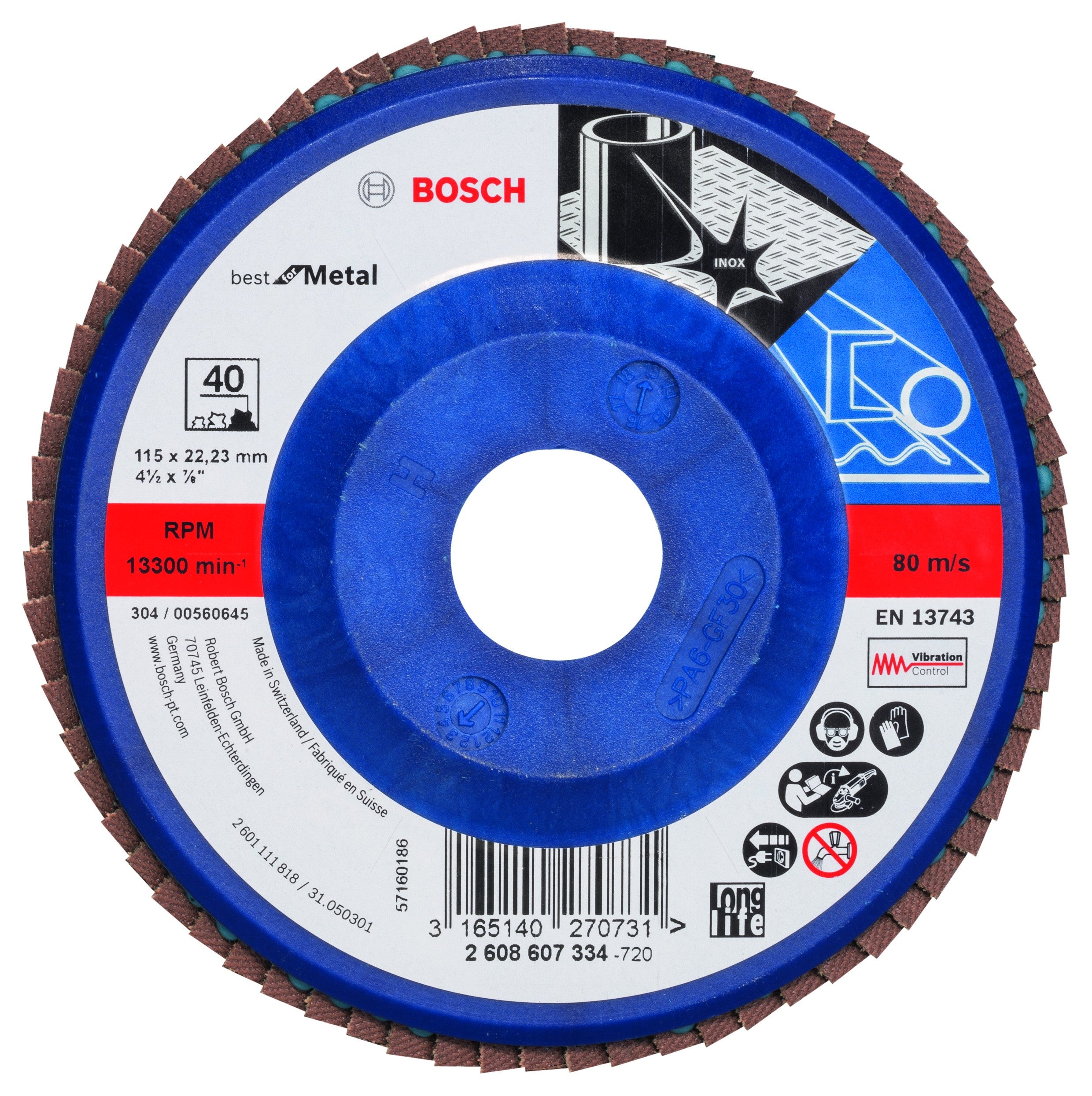 2608607334 - Disco lamellare X571, Best for Metal D : 115 mm- G : 40, diritto