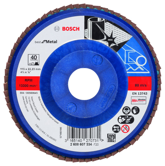 2608607334 - Disco lamellare X571, Best for Metal D : 115 mm- G : 40, diritto