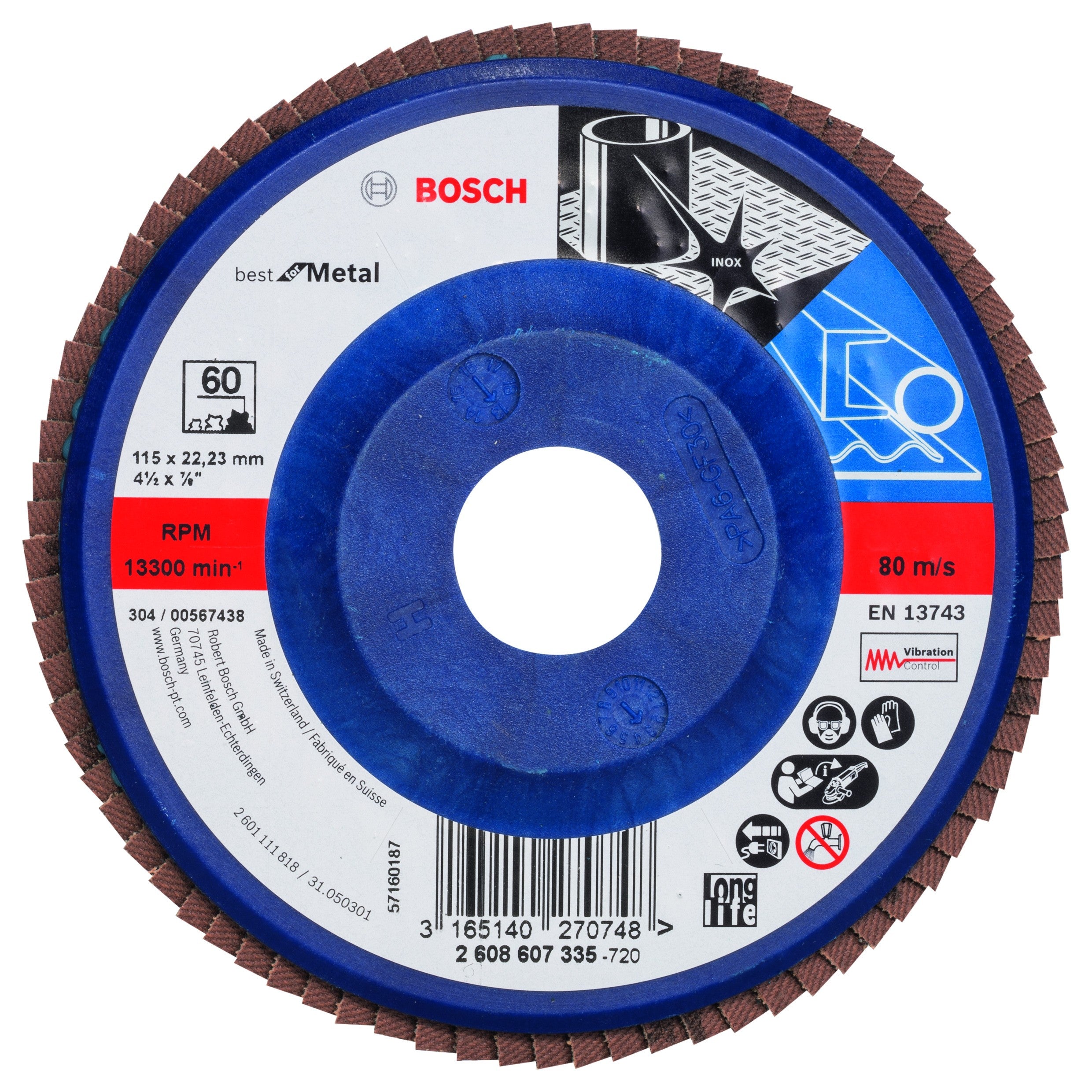 2608607335 - Disco lamellare X571, Best for Metal D : 115 mm- G : 60, diritto