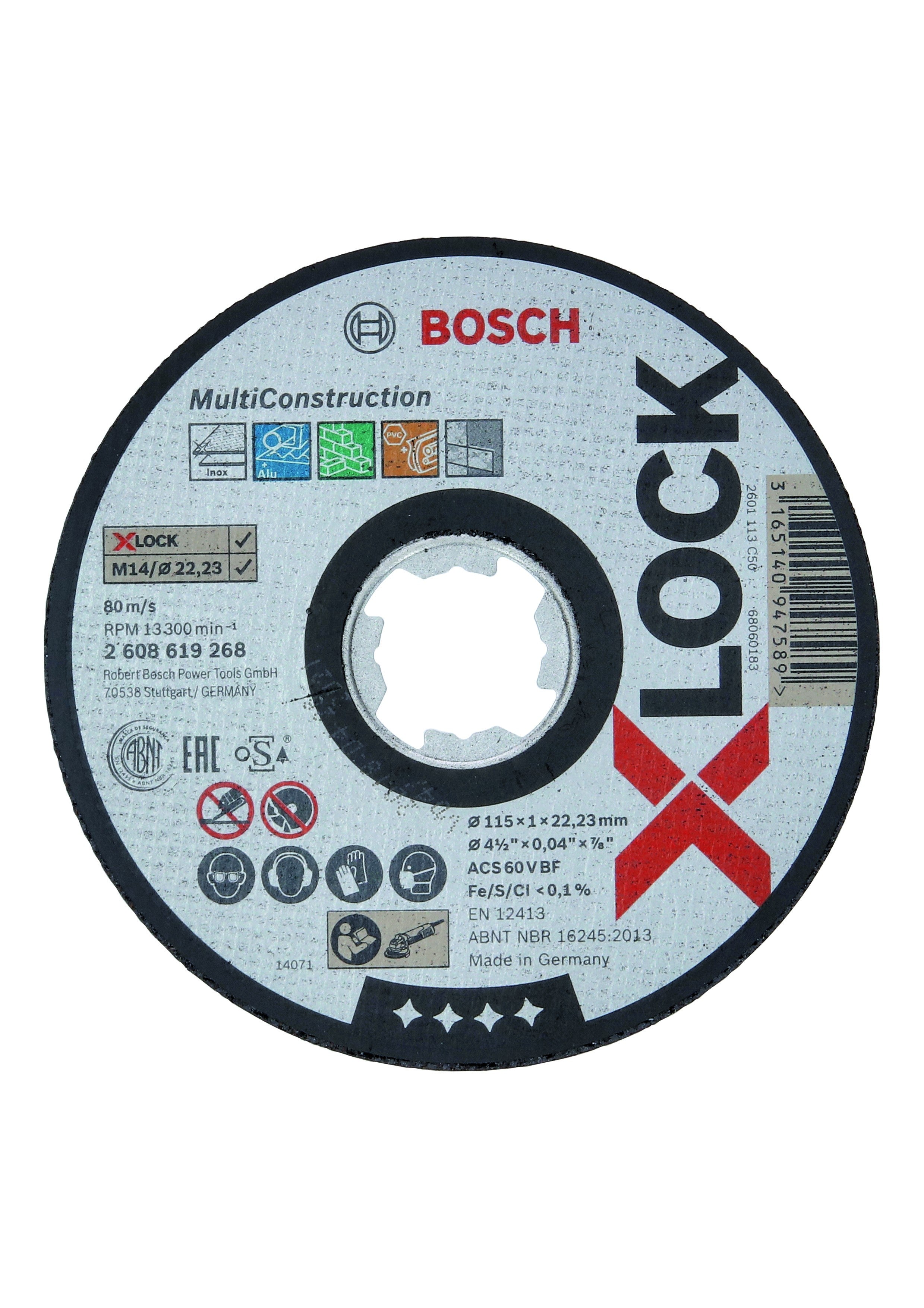 2608619268 - X-LOCK Multi Material 115x1,6x22,23 taglio dritto ACS 60 V BF, 115 mm, 1,0 mm